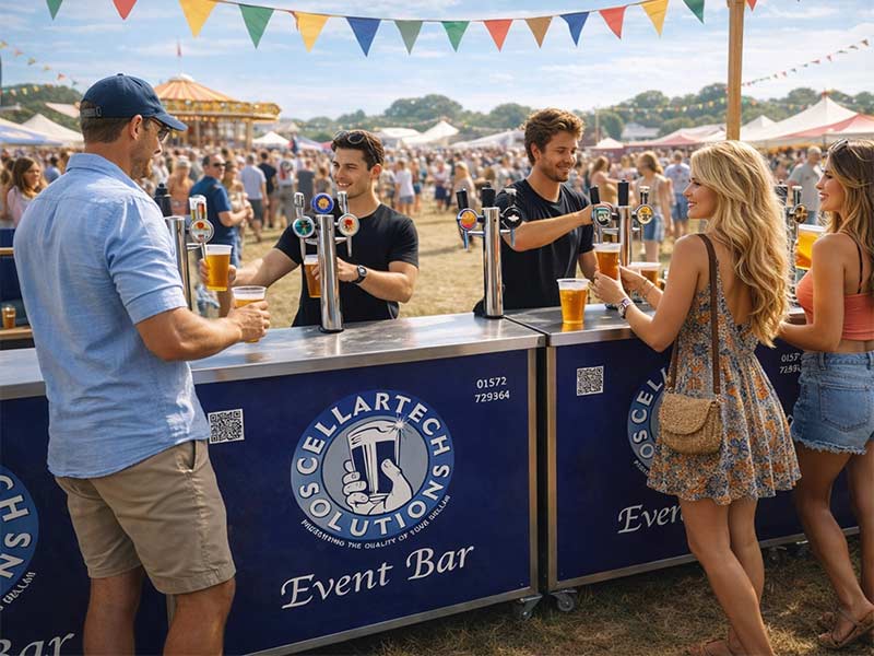 Concept image of one of our event bars at a summer festival